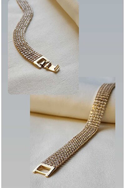 ZÜLİSCH TAŞLI SU YOLU GOLD BİLEKLİK ÇELİK PASLANMAZ