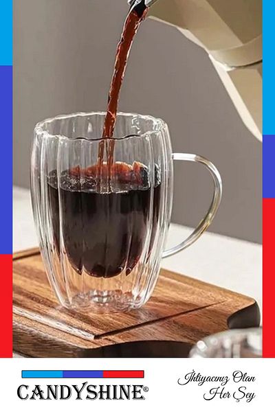 CandyShine 250ml Twisted Glass Cup - With Double Walls and Handles