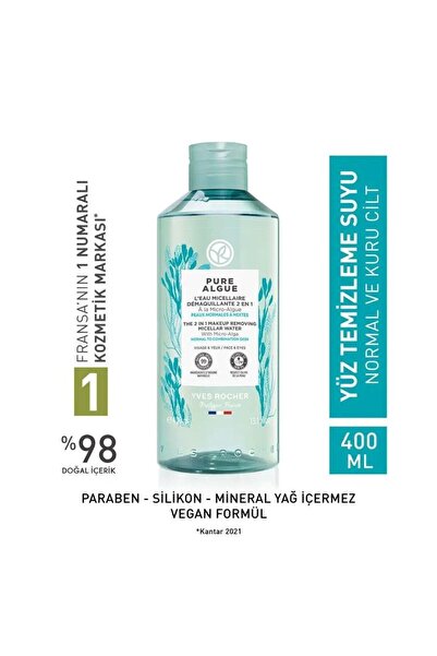Yves Rocher Pure Algue Detoks Etkili, Nemlendirici ve Canlandırıcı - Prebiyotikli Miseler Su 400 ml