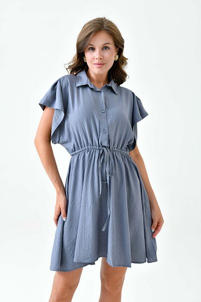 WOMAN VISION Rochie cu guler cămașă evazată Antresite - mânecă liliac lată, curea detaliată 6010