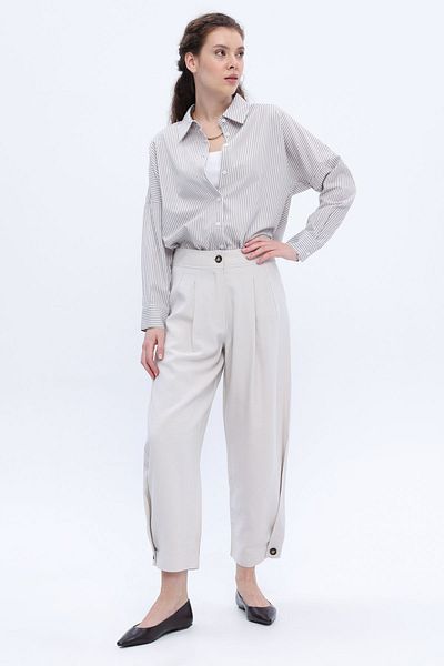 ALLDAY Carrot Trousers - Stone Button Detail
