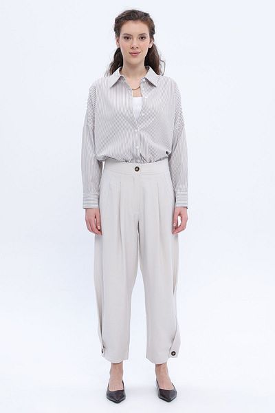 ALLDAY Carrot Trousers - Stone Button Detail