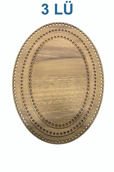 şamaksesuar Wooden 3 mm Mdf Oval Ellipse Basket Tray Base Oak 3 Pack Light Br...