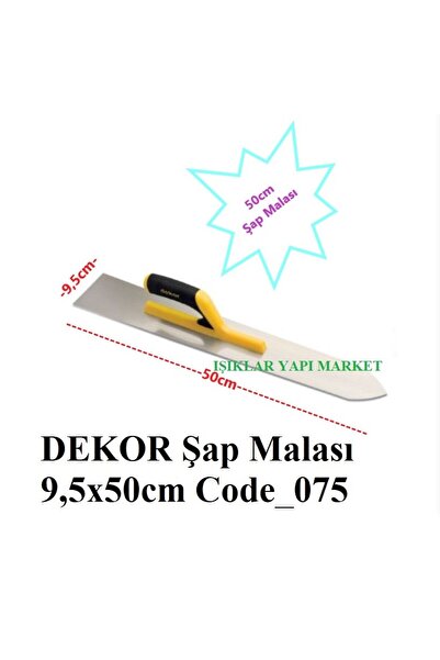 Dekor Profesyonel Beton Şap Ustası Şap Malası Açık Plastik Saplı 9,5x50cm Cod...