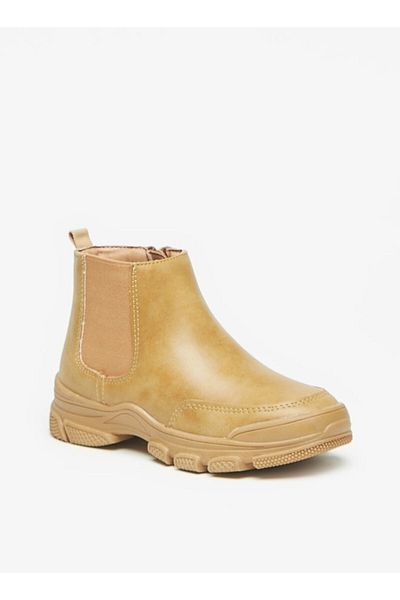 LBL by Shoexpress Textured Low Ankle Boots with Gusset and Zip Closure