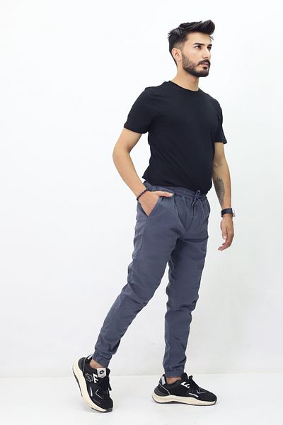 GZT TEKSTİL Men's Relaxed Cut Elastic Waist Woven Trousers - T7800