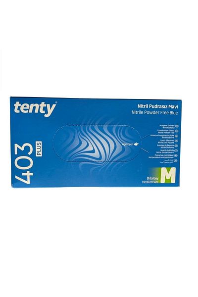 Tenty 403 Plus Medium (m) Nitrile Powder Free Blue Hygienic Gloves 100 pcs