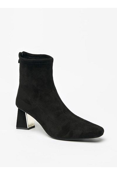 Flora Bella by Shoexpress Solid Boots with Flared Heels and Zip Closure