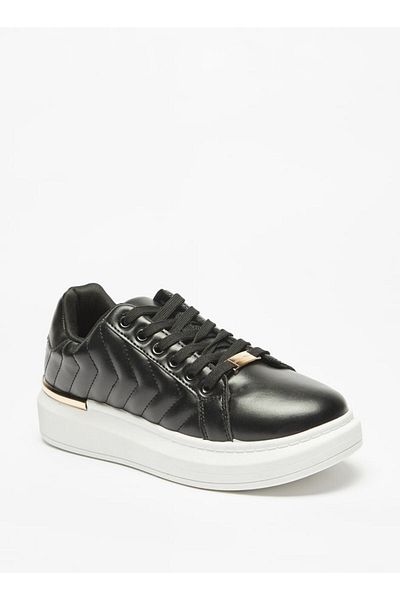 Flora Bella by Shoexpress Quilted Low Ankle Sneakers with Lace-Up Closure