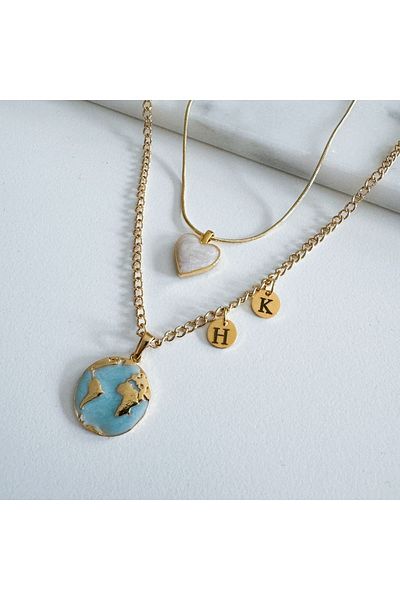 CHARMLUCKY Heart-Earth (2-letter) necklace