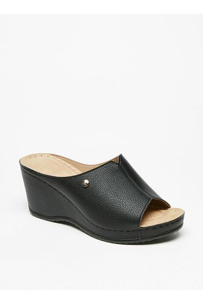Flora Bella by Shoexpress Peep Toe Slip-On Sandals with Wedge Heels