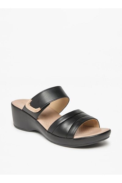 Flora Bella by Shoexpress Monogram Print Slip-On Sandals with Platform Heels