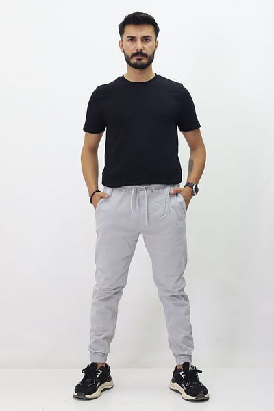 GZT TEKSTİL Men's Relaxed Cut Elastic Waist Woven Trousers - T7800