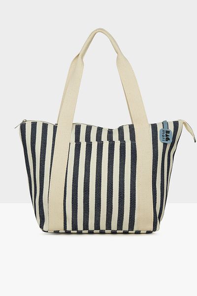 Bagmori Navy Blue Striped Tote - Women's Beach Bag M000008488