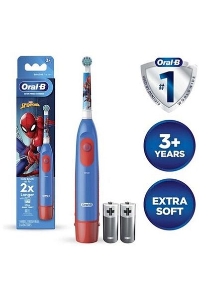 Oral-B فرشاة أسنان أورال بي تعمل بالبطارية MARVEL SPIDER-MAN للأطفال بعمر 3 سنوات فما فوق، تنظيف دقيق وإزالة البلاك - DB5.510.1K