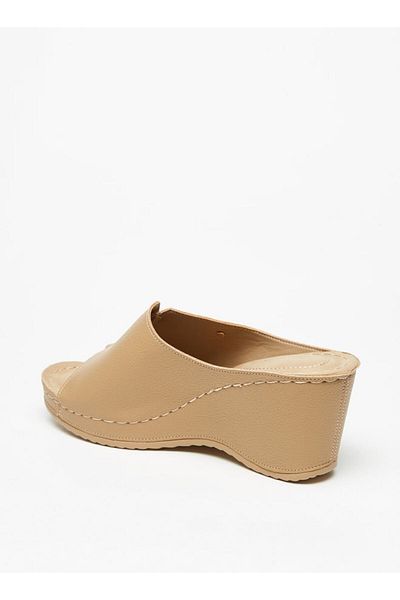 Flora Bella by Shoexpress Peep Toe Slip-On Sandals with Wedge Heels