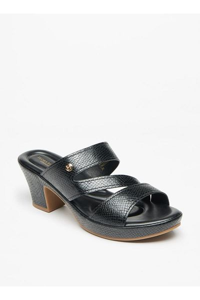 Flora Bella by Shoexpress Textured Block Heeled Sandals