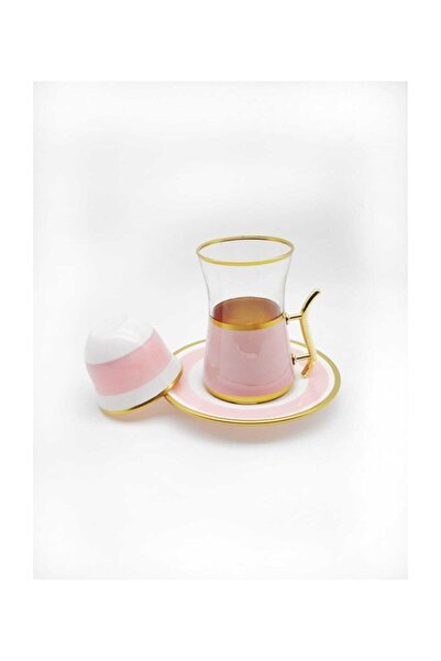 ÖzcamKristal 18 Parça 6 Kişilik Renkli Çay Takımı