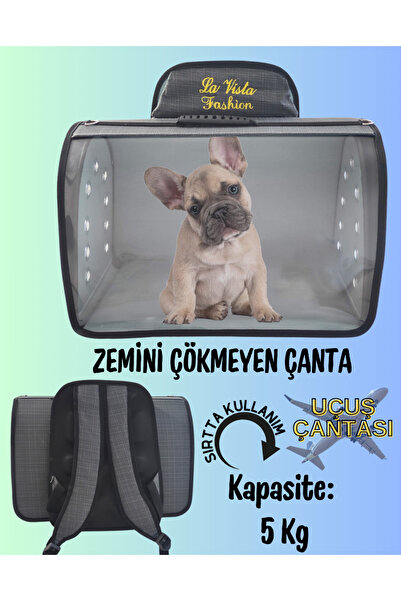 LAVİSTA Kedi Köpek Sırt Taşıma Çantası Flybag Tomris Gri