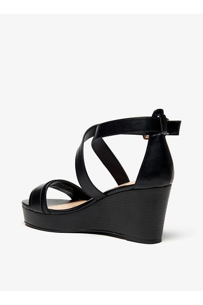 Flora Bella by Shoexpress Cross Strap Wedge Heeled Sandals with Buckle Closure
