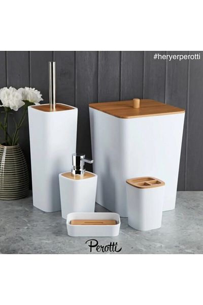 Cagla Homes White Silver 5-Piece Bathroom Set - Braga