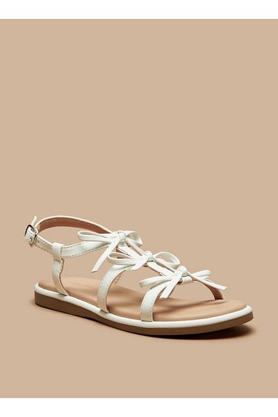 Flora Bella by Shoexpress Bow Accent Flat Sandals with Buckle Closure