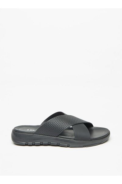 LBL by Shoexpress Men's Textured Cross Strap Slip-On Sandals
