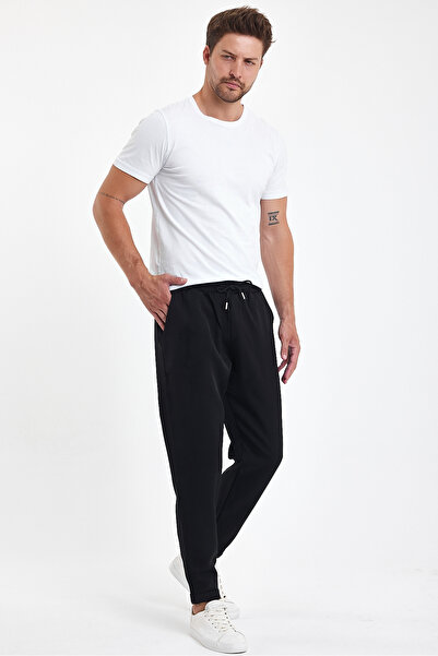 İMVAGO بنطلون جوجر أسود للرجال - ساق مزدوجة