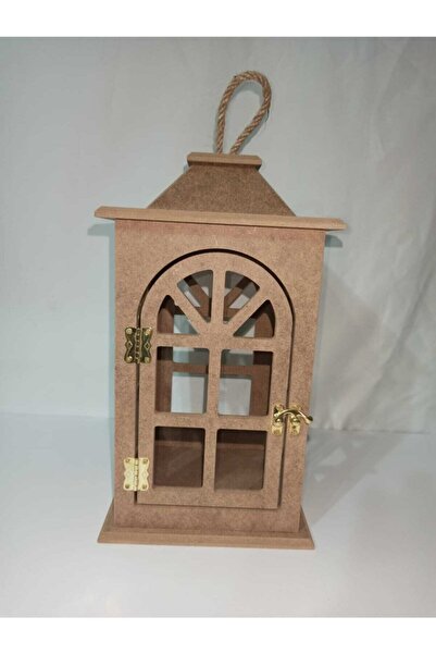 Hobi Dünya Ahşap Boyanabilir Ham Mdf Fener Lambalık Kubbeli Model No:1 33 cm
