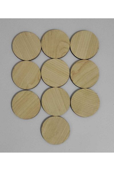 firdevsi hobi Supla 3mm Mdf 12cm Double Sided 10 Pieces Maple - Circle Design