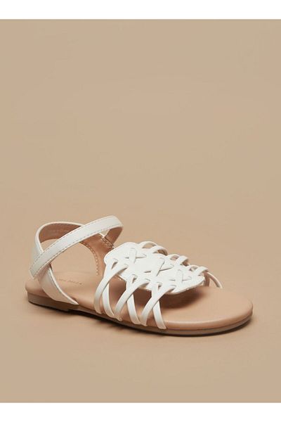 Flora Bella by Shoexpress Solid Cross Strap Sandals with Hook and Loop Closure