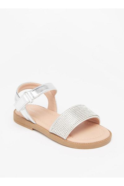 Flora Bella by Shoexpress Stone Embellished Sandals with Hook and Loop Closure
