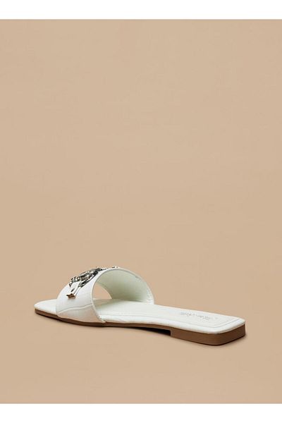 Flora Bella by Shoexpress Embellished Slip-On Slide Sandals
