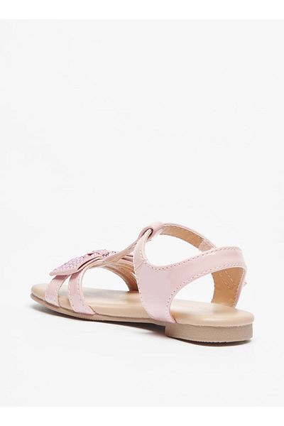 Flora Bella by Shoexpress Studded Bow Applique Strap Sandals with Hook and Loop Closure