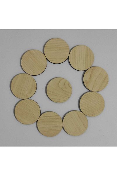 firdevsi hobi Supla 3mm Mdf 12cm Double Sided 10 Pieces Maple - Circle Design