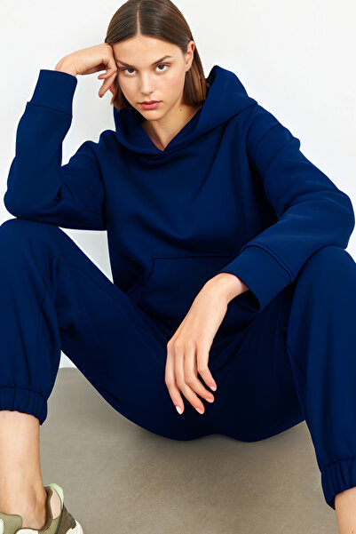 BayBayan Γυναικείο σετ αθλητικής φόρμας Navy Blue 3 Thread High Rise Jogger K...