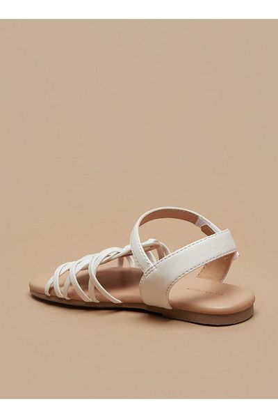 Flora Bella by Shoexpress Solid Cross Strap Sandals with Hook and Loop Closure