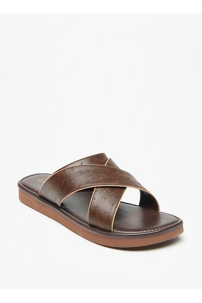 LBL by Shoexpress Textured Slip-On Criss Cross Arabic Sandals