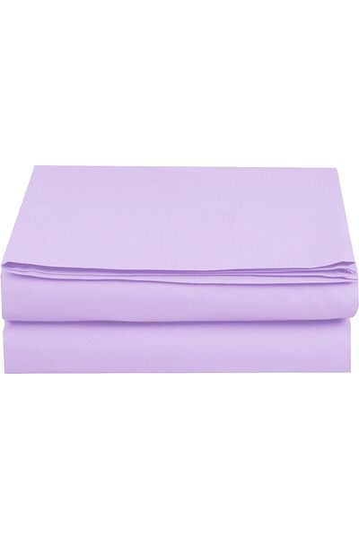 Soft Colours ملاءة سرير فندقية مزدوجة ليلك - 220x240 سم، مسطحة بدون مطاط