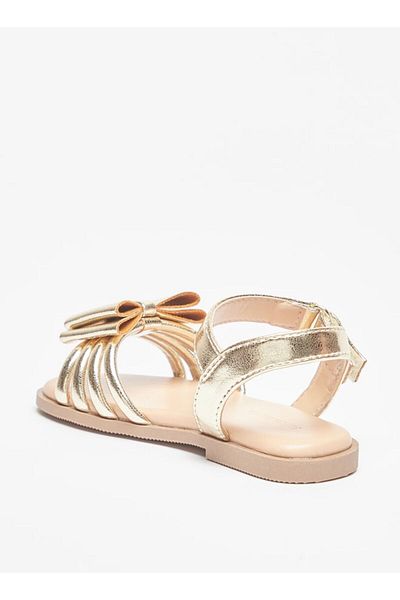 Flora Bella by Shoexpress Bow Accent Sandals with Hook and Loop Closure