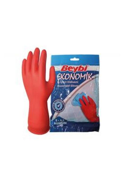 sofianta Red Gloves - 7-7.5 Economic Latex 25 Pack, Cotton Coated Inner Surface Reduces Sweat