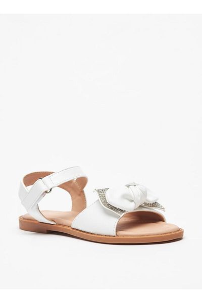 Flora Bella by Shoexpress Bow Accented Sandals with Hook and Loop Closure