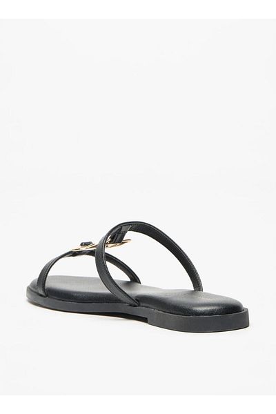 Flora Bella by Shoexpress Solid Slip-On Sandals with Logo Accent