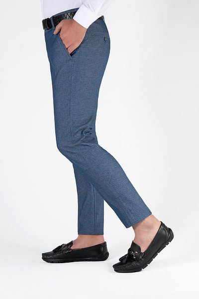 Terapi Men Men's Blue Slim Fit Italian Cut Linen Trousers