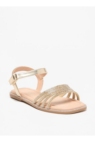 Juniors Embellished Sandals with Hook and Loop Closure
