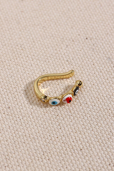 Genel Markalar Nazar Boncuklu Gold Renk Kıkırdak Küpe