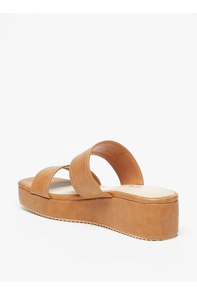 Celeste Women's Solid Slip-On Sandals with Flatform Heels