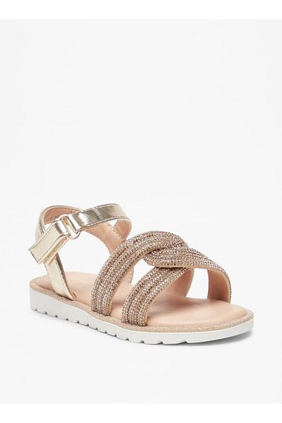 Juniors Embellished Sandals with Hook and Loop Closure