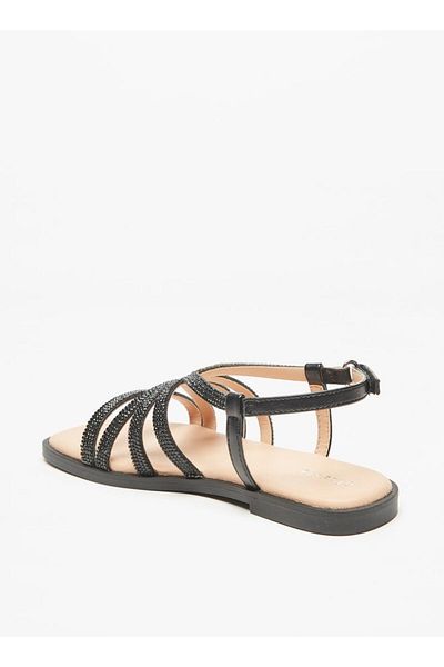 Celeste Girls' Embellished Flat Sandals with Hook and Loop Closure