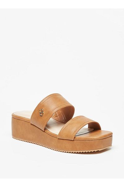 Celeste Women's Solid Slip-On Sandals with Flatform Heels